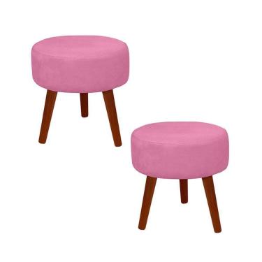 Imagem de Kit 2 Puff Redondo Decorativo Danny Pés Palito Cor:rosa