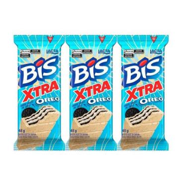 Imagem de Kit 3 Chocolate Bis Lacta Xtra Oreo com 45g