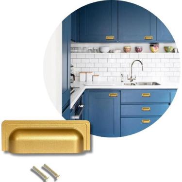 Imagem de 2 Puxador de Gaveta, Armário, Móveis Concha Dourado Fosco - Compras Fá