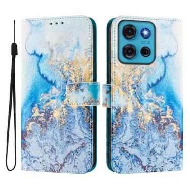 Imagem de Capa carteira para Motorola Moto G75, 3 compartimentos para cartão, 1 compartimento para dinheiro, capa flip de couro PU com padrão fofo, capa com fivela magnética à prova de choque, compatível com