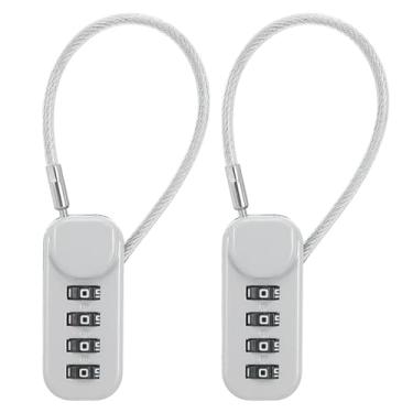 Imagem de PATIKIL Pacote com 2 cadeados de combinação de 4 dígitos, cadeado de capacete, trava de armário de academia com fio de aço de segurança flexível de 0,44 m para bagagem de viagem, cinza