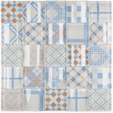 Imagem de Pastilha de vidro PW507 - PATCHWORK AZUL 30x30cm - GLASS MOSAIC