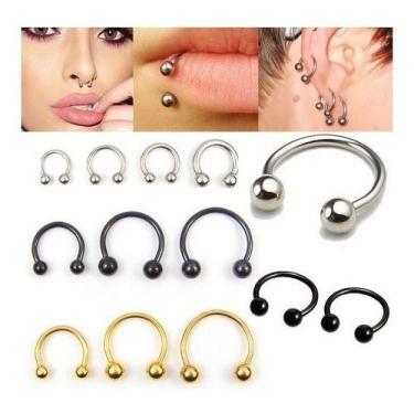 Imagem de Piercing Septo Ferradura Nariz Cartilagem Preto Prata Ouro - De Castro