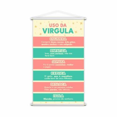 Imagem de Uso da Vírgula Português Banner Escolar Pedagógico Grande - PlimShop
