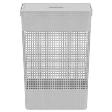 Imagem de Cesto De Roupa Suja Tampa Grid 49L Organizador Área Serviço