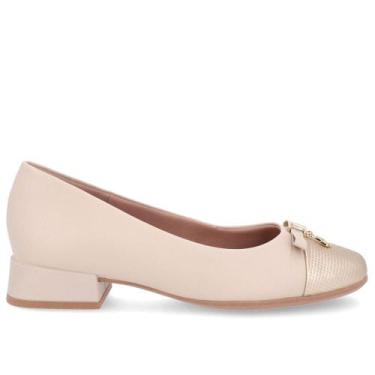 Imagem de Scarpin usaflex salto bloco ref al2602 feminino, 37, Creme