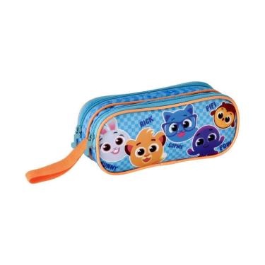 Imagem de Estojo Duplo Bolofofos Youtube Infantil Escolar - Azul