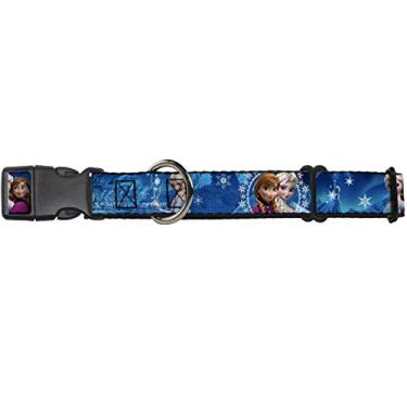 Imagem de Buckle-Down Coleira para cães martingale - Poses de Anna e Elsa/Castelo e Montanhas Blues - 2,5 cm de largura - Serve para pescoços de 22,8 a 38,1 cm - Pequena