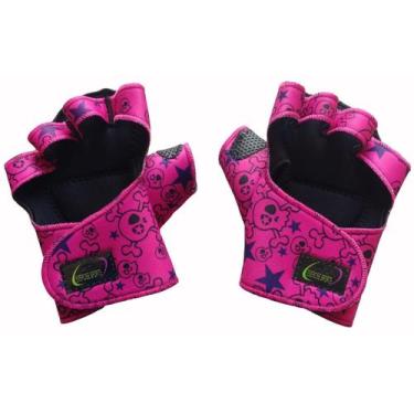 Imagem de Luva para Academia Luva com Polegar de Neoprene Caveira Rosa - Exercis