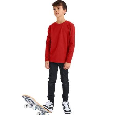 Imagem de Camiseta Manga Longa Básica Infantil Lisa Dia a Dia-Unissex