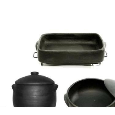 Imagem de Kit Panela Moquequeira De Barro E Telha P/ Moqueca De Peixe - ME Soluç
