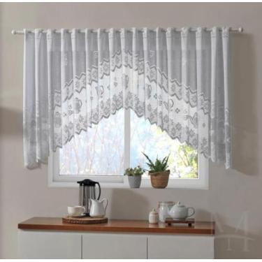 Imagem de Cortina Renda Bando Cascata 3M X 1M Alt Branca Bule Lisa - Interlar