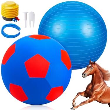 Imagem de VercanMonth Bola de pastoreio gigante com capa de bola anti-explosão, por favor, assista ao videocassete para inflar brinquedos de cavalo para cavalos para brincar de entretenimento, bomba incluída