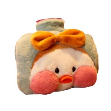 Imagem de Garrafa de água quente com tampa, bolsa de água quente de 1200 ml para compressa quente e fria, aquecedor de pés de mão para coelho de inverno - laranja