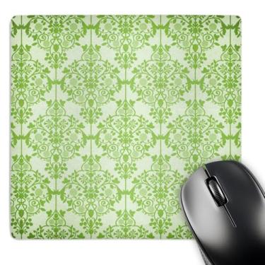 Imagem de 3dRose LLC Mouse pad padrão damasco interligado verde e branco bonito (mp_152264_1)
