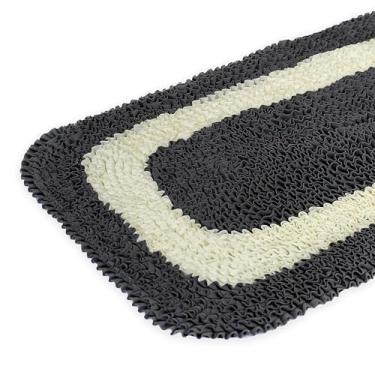Imagem de Tapete Multiuso 60cm x 40cm Frufru Malha Gel Decoração Avulso (CINZA - PALHA)
