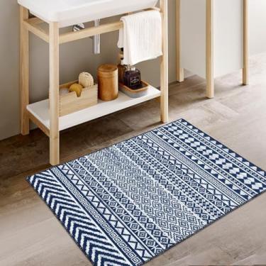 Imagem de Memoryfield Tapete de área pequeno 2x3 Tapete de entrada interno Boho Tapete de chão tapete lavável à máquina tapete de área de fazenda capacho para quarto sala de estar lavanderia, 60 cm x 8 cm azul