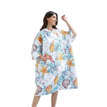 Imagem de NUBURGREY Toalha para troca de poncho de surfe, roupão de banho de secagem rápida com bolso, tecido felpudo plus size, toalha de natação, homens e mulheres, poncho com capuz