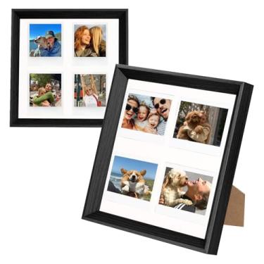 Imagem de WOGOZAN Moldura para câmera instantânea Polaroid 600/I-Type/NOW/OneStep/Fujifilm Instax Wide, moldura de madeira comporta 8 x 11 cm, moldura de 4 aberturas para exibição de parede e mesa (apenas uma)