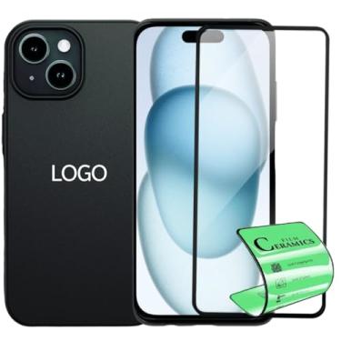 Imagem de Kit Película Premium 9D Cerâmica e Capa Capinha VELUDO preta Compatível Com iPhone 15