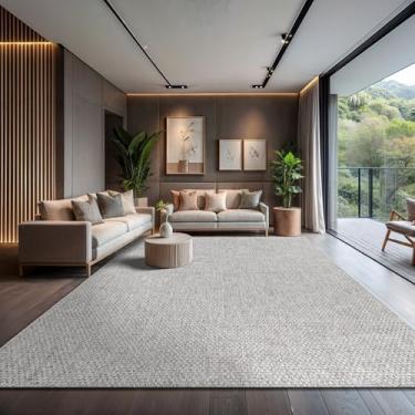 Imagem de CAMILSON Tapete de juta fácil 22 x 30 cm, para ambientes internos e externos, cinza para sala de estar, pátio e cozinha, design de tecido boho sólido, fácil de limpar, lavável tapete externo Alfombras