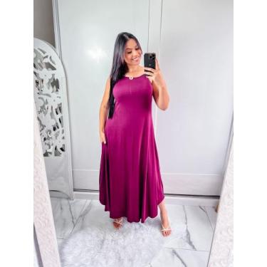 Imagem de Vestido de alcinha com bolço e barra abaloada  - MK MODAS, Vinho, P