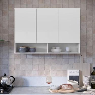 Imagem de Armário Aéreo Milão Multiuso 3 Portas Nicho Parede Suspenso Cozinha Qu