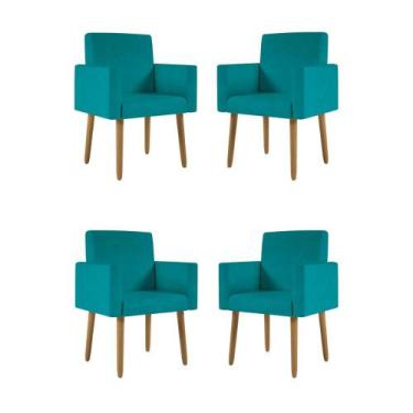 Imagem de KIT 4 Cadeiras Escritório Poltrona Decorativa  - Balaqui Decor, Azul T