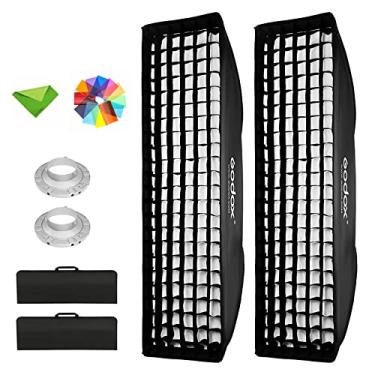 Imagem de Godox Strip Softbox 35 x 160 cm Grade de favo de mel Softbox & Bowens Mount Speedring Bowens suporte para estúdio estroboscópio flash luz Speedlite Speedlite (2 peças)