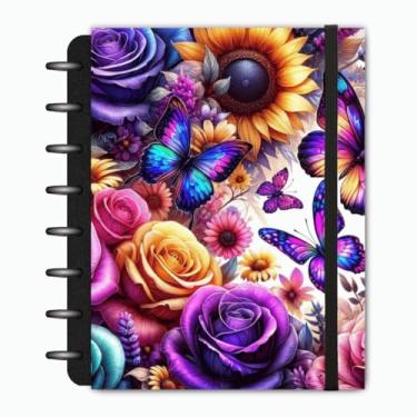 Imagem de Caderno Modular Metamorfose Inteligente Médio A5 Capa Dura 90g 6 Divisórias Smart 160 páginas Infinito Borboletas Achala