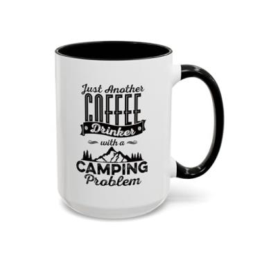 Imagem de Caneca de café engraçada para acampamento, apenas mais um bebedor de café com um problema de acampamento, presente ao ar livre, caneca de viagem, copo de amante de aventura