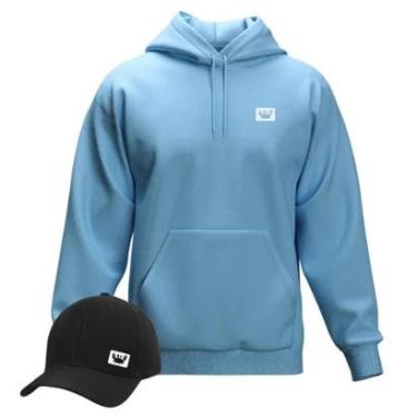 Imagem de Moletom Modelo Canguru Com Capuz + Boné Aba Curva Masculino e Feminino Estilo Relaxado-Masculino