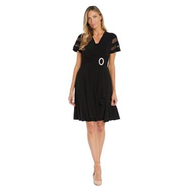 Imagem de R&M Richards Vestido feminino listrado brilhante, Preto, 38