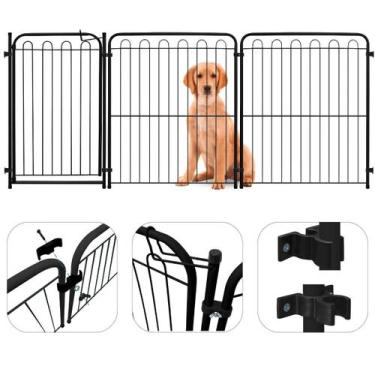 Imagem de Cercado Cães 196cm 2 Modulos e Portão Canil Cerca Metal Pet - Açomix