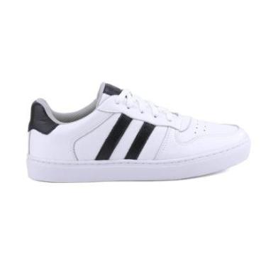 Imagem de Tenis Masculino Sapatenis Em Couro Branco Com Preto Mr Gutt Cor:;Tamanho:40-Masculino