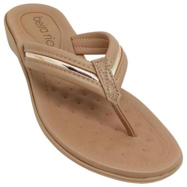 Imagem de Tamanco Beira Rio Salto Baixo Feminino Pele Strech Casual, Nude, Ouro 