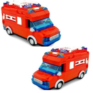 Imagem de Brinquedo Blocos De Montar Infantil 70 Peças Bombeiro - RUIZHONGXING