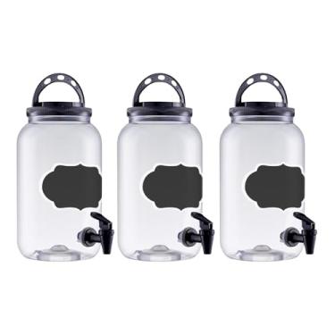 Imagem de Kit 3 Pote Lousa Com Torneira Organizador Cozinha Bancada Lavanderia Porta Sabão Liquido Amaciante (Preto)