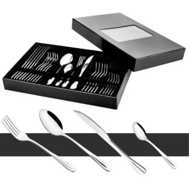 Imagem de Conjunto Jogo de Talheres 72 peças Aço Inox 24 Facas 24 Garfos e 24 Colheres de Mesa Casa Para Restaurante(1)