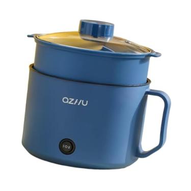 Imagem de Fenteer Mini Hot Pot 2 E marcha com cesta de vapor pau-panela elétrica Ramen para fritar Oatmeal Dormitório 1-2 Sopa de pessoas, Branco