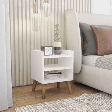 Imagem de Mesa de Cabeceira Retrô Pés Palito de Madeira Mesinha Lateral Várias Cores