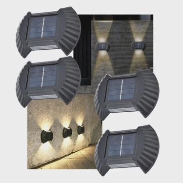 Imagem de Luminaria Solar Arandela Iluminaçao Reistente Kit 4 Und Balizador Spot Jardim Casa Escada Quintal Garagem Rua Varanda Iluminaçao Multiuso
