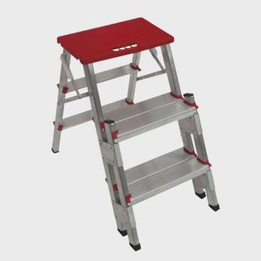 Imagem de Escada de Alumínio Bilateral 3 Degraus Duplos Apolo Art Factory
