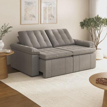 Imagem de Sofá Cama Palmeira 3 Lugares Retrátil Reclinável 2,20m Linho com Molas Cabecasa Madeiramadeira