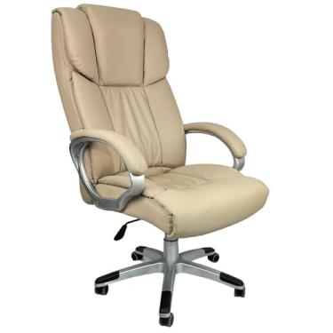 Imagem de Cadeira Para Escritório Presidente Giratória Ergonômica Luxo Rohden. HOME OFFICE Milão Couro Bege
