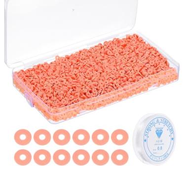 Imagem de PATIKIL 4000 peças de kit de fabricação de pulseiras de contas de argila, 6 mm, contas espaçadoras de argila de polímero redondas preppy heishi disco com cordão elástico para fazer joias faça você