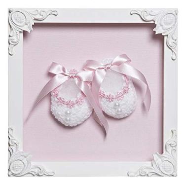 Imagem de Potinho de Mel Quadro Com Acrílico Menina Sapatinhos Quarto Bebê Infantil Menina Rosa