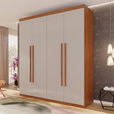 Imagem de Guarda-roupa 4 Portas 3 Gavetas Fenix Espresso Móveis Cinamomo / Off White