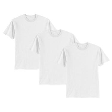 Imagem de Kit 3 Camiseta Masculina Lisa Algodão Básica - Basic Fashion, P, Branc
