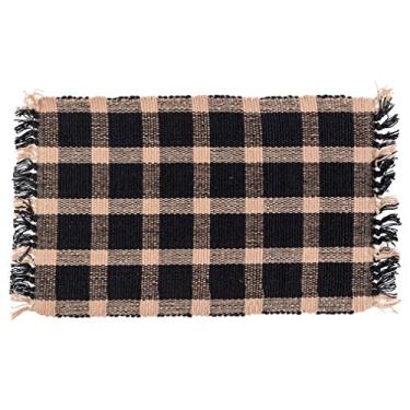 Imagem de Tapete de algodão Lancaster Berry preto e bordô, xadrez, 106 x 61 cm, tecido pesado